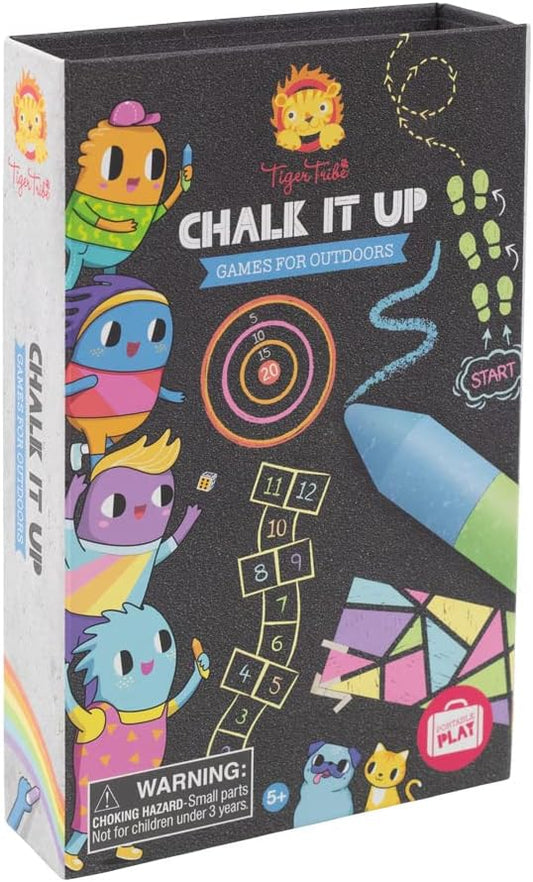 Tiger Tribe: Chalk It Up - Games for Outdoors - Guided Activity Book, 5 Colored Chunky Sidewalk Chalk, All-in-1, Active Play & Creativity, Kids Age 5+