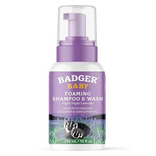 Badger Lavender Foaming Shampoo and Body Wash for Newborns and Toddlers, Organic and Gentle 10 fl
