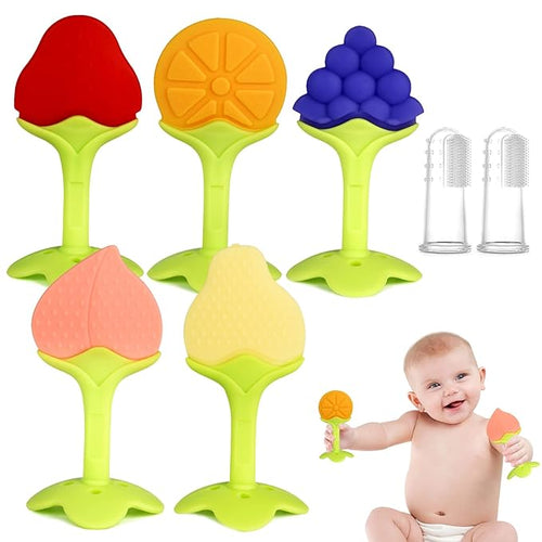 Chuya 5Pack Silicone Baby Teether Toys, Chew Straws Toy for 3-6 Months 6-12 Months Babies Molars