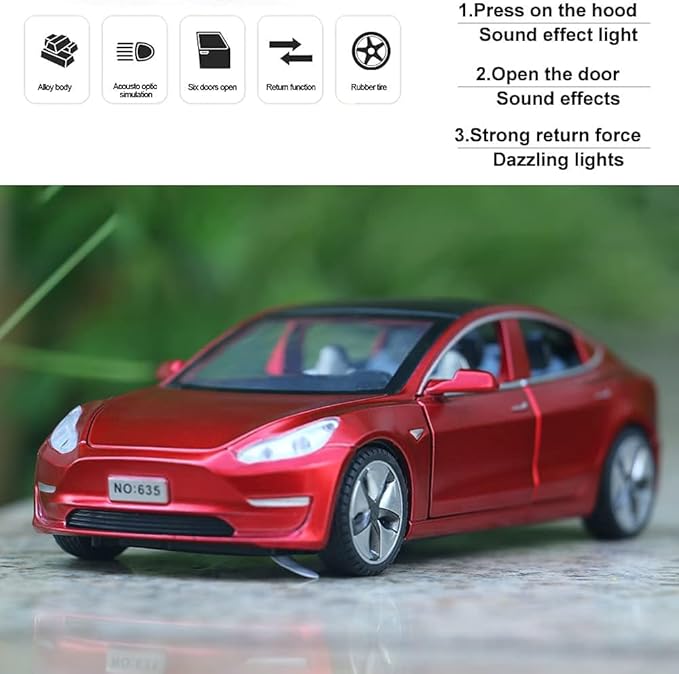 1:32 Scale Model 3 Alloy Car Model Diecast Toy Vehicles for Kids, car Model Toy，Pull Back Alloy Car with Lights and Music
