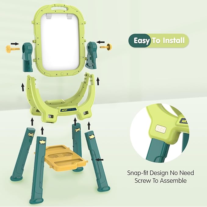 Victostar Easel for Kids, Rotatable Double Sided Adjustable Standing Art Easel with Drawing & Writing Accessories for Kids Boys and Girls