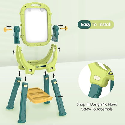 Victostar Easel for Kids, Rotatable Double Sided Adjustable Standing Art Easel with Drawing & Writing Accessories for Kids Boys and Girls