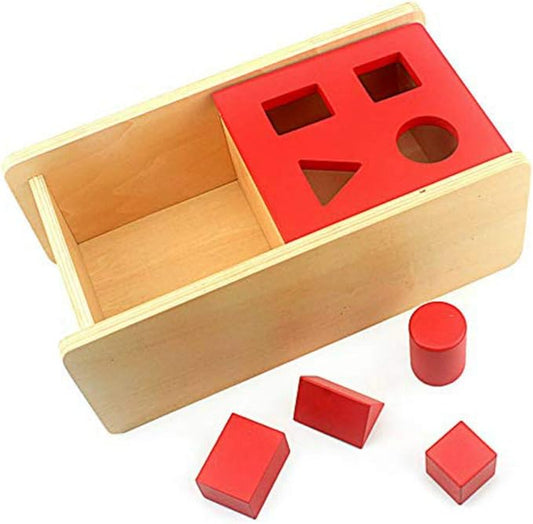 DANNI Montessori Baby Imbucare Box with Flip Lid 4 Shapes Wood Learning Educational Preschool Training Children Practical Life Skills Toy