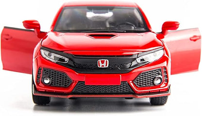 Compatible for 1:32 Diecasting Alloy Honda Civic Type-R Car Model Toy Car，Pull Back Alloy Car with Lights and Sound, Open Door Cars for Kids Ages 3-5