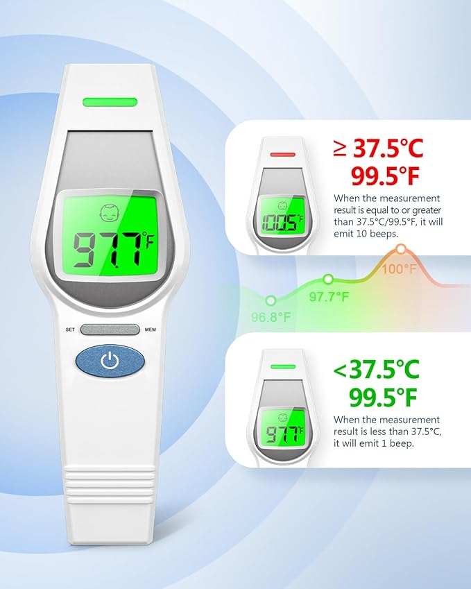 Forehead Thermometer for Kids and Adults, HealthTree No Touch Forehead Thermometer for Baby 2 in 1 Digital
