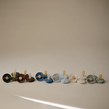 FRIGG Little Viking SilkySoft Silicone Baby Pacifier 2-Pack | Made in Denmark Blue/Cream,6-18 Months)
