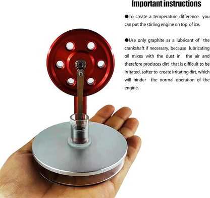 Stirling Motor Sterling Engine Stirling Motor Hand Heat Stirling Educational Toy Birthday Gift Kids and Technology Enthusiasts (red)