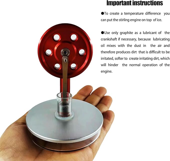 Stirling Motor Sterling Engine Stirling Motor Hand Heat Stirling Educational Toy Birthday Gift Kids and Technology Enthusiasts (Lake Blue)