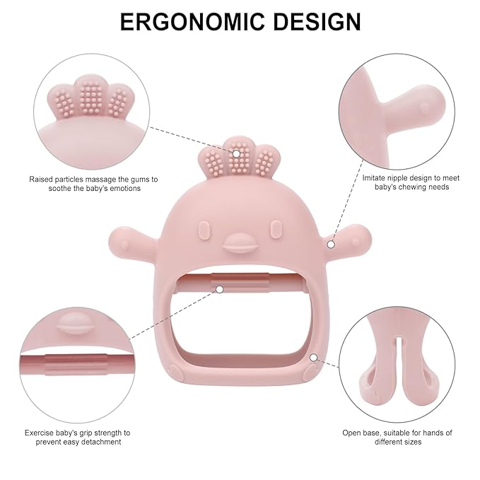 AIXMEET Baby Teething Toys, Soft Silicone Baby Teether Toys for 0-6 Months