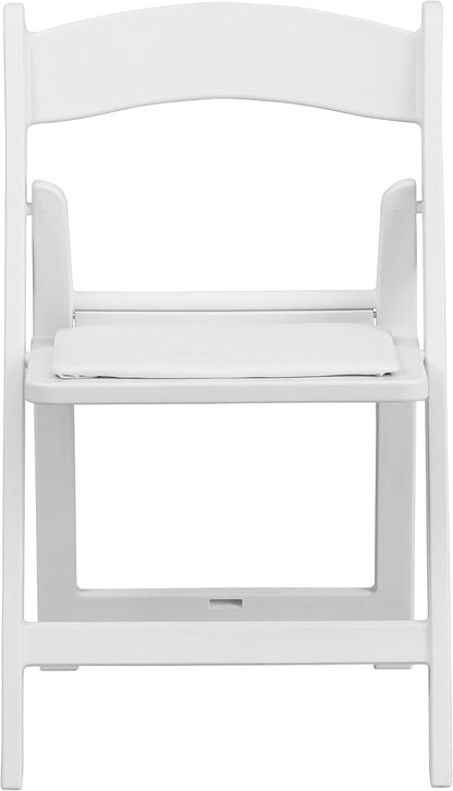 Flash Furniture HERCULES Kids White Resin Folding Chair with White Vinyl Padded Seat