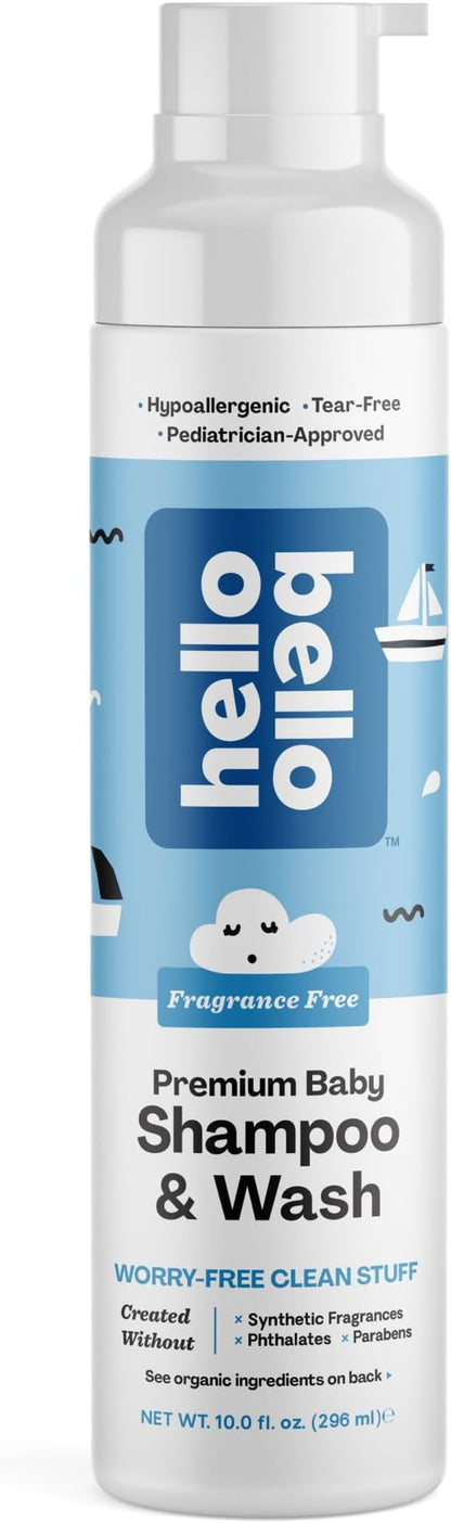 Hello Bello Shampoo & Body Wash - Gentle Hypoallergenic Tear-Free Formula for Babies and Kids 10 fl