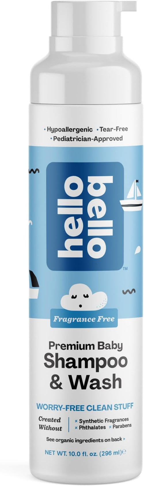 Hello Bello Shampoo & Body Wash - Gentle Hypoallergenic Tear-Free Formula for Babies and Kids 10 fl