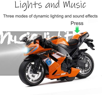 Pull Back Motorcycle Toys, Tiny Gift with Music Lighting 3 4 5 6 7 8