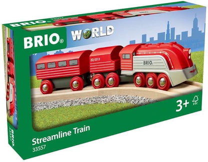 BRIO World 33557 - Streamline Train Set | 3-Piece Wooden Toy Set | Designed for Speed | Fine Craftsmanship | Great for Kids Ages 3 and Up