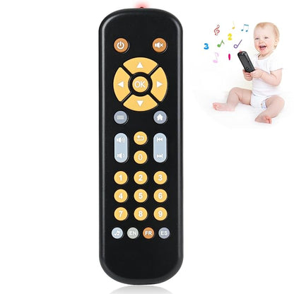 Baby TV Remote Control Toy with Sound and Light, Music Toys for Baby 6-24 Months 3 Language 6 12 18 Month