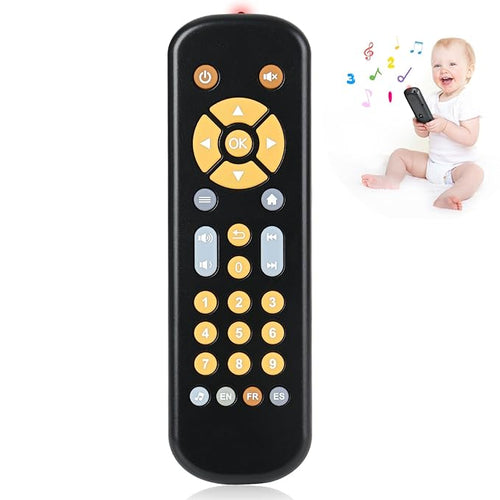 Baby TV Remote Control Toy with Sound and Light, Music Toys for Baby 6-24 Months 3 Language 6 12 18 Month