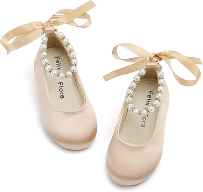 Felix & Flora Girls Toddler Little Ballet Shoes - Flower