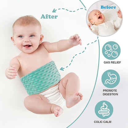 Baby Belly Band for Gas and Colic Relief, Flaxseed Baby Heated Tummy Wrap for Infants Colic Calm