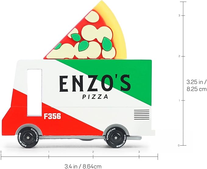 Candylab Toys CANDYCAR® Wooden Food Truck Collection - Pizza Van,
