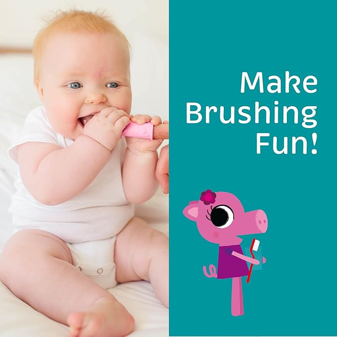 Pinkey The Pig Toddler Toothbrush/Dental Item/Youth Tooth & Gum Care/Ages 4 Weeks to 4 Years