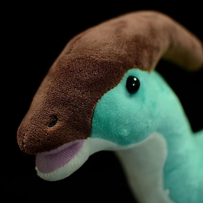 ZHONGXIN MADE Simulation Parasaurolophus Dinosaur Plush Toy - Realistic 16" Blue Parasaurus Dinosaur Stuffed Plushie, Figurines Stuffed Model Toys, Unique Plush Gift Collection for Kids