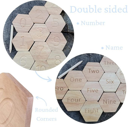 Number Tracing | Double Sided Wooden Montessori Math & Counting Toy | Toddler Sensory Play | Tracing Numbers for Preschool