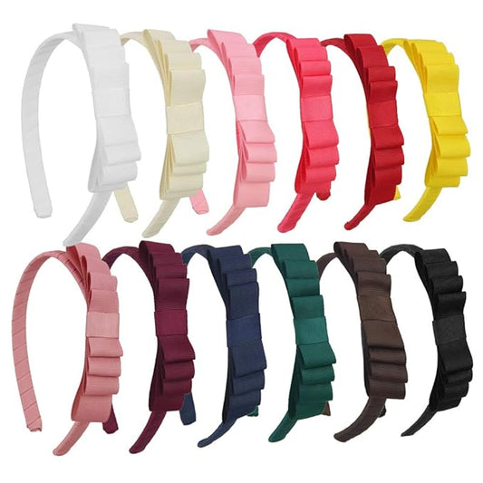 7Rainbows 12 Colors Cute Bows Headbands for Toddler Girls.