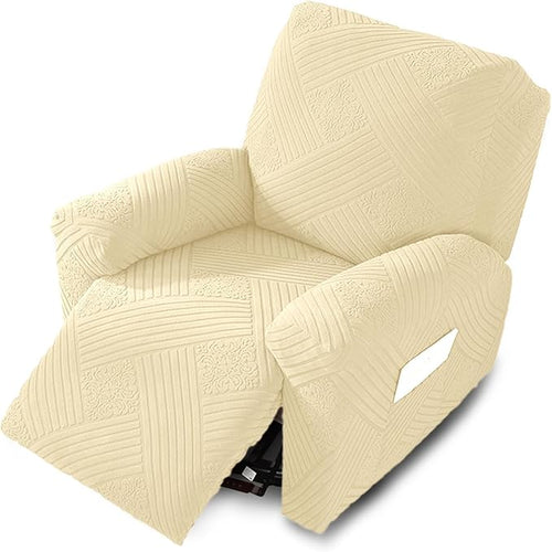 NORTHERN BROTHERS Oversized Recliner Cover - Lazy Boy Recliner Covers That Stay in Place, 4 Pieces Large Recliner Chair Covers 1 Seater, Beige