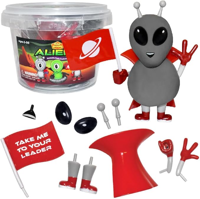 Aliens Craft Kit 12pc Party Pack – Build, Play, and Display 12 Air-Dry Clay Aliens, Great for Birthday Parties, Trick or Treating, Stocking Stuffers, for Kids, Boys and Girls Ages 5+