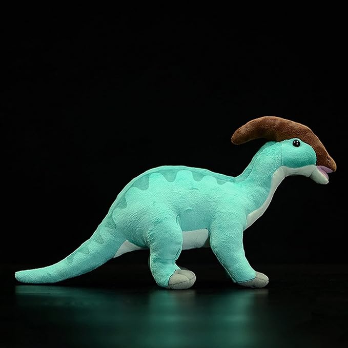 ZHONGXIN MADE Simulation Parasaurolophus Dinosaur Plush Toy - Realistic 16" Blue Parasaurus Dinosaur Stuffed Plushie, Figurines Stuffed Model Toys, Unique Plush Gift Collection for Kids