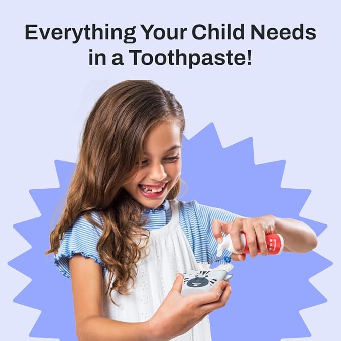 autobrush Kids Fluoride-Free Foaming Toothpaste Strawberry Flavor for Electric or U-Shaped Toothbrush, SLS-Free, Training Toothpaste, Anti-Cavity (1 Pack)