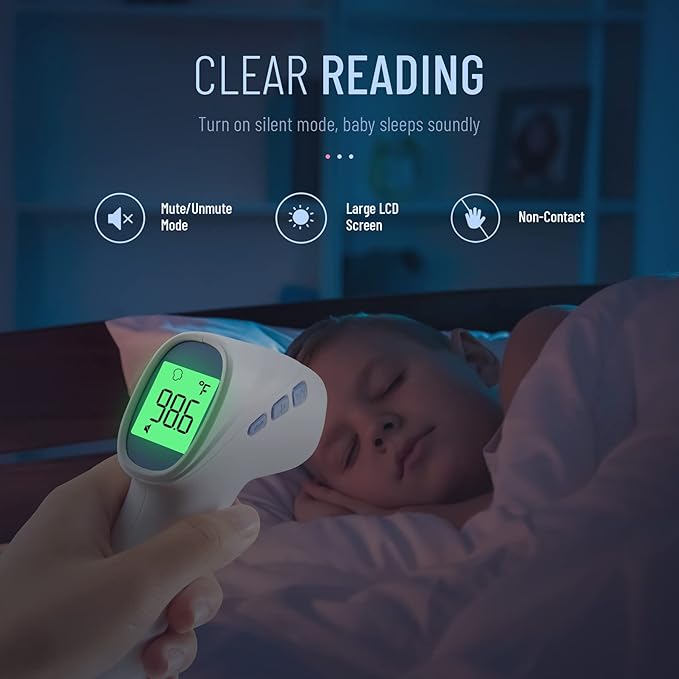 Forehead Thermometer for Adults and Kids, Digital Infrared Thermometer with Fever Alarm