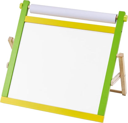 VEVOR Tabletop Art Easel for Kids, 3-in-1 Wooden Double-Sided Kid's Art Easel with Magnetic Whiteboard, Chalkboard, Paper Roll, Foldable Portable Drawing Board with Painting Accessories for Boys Girls