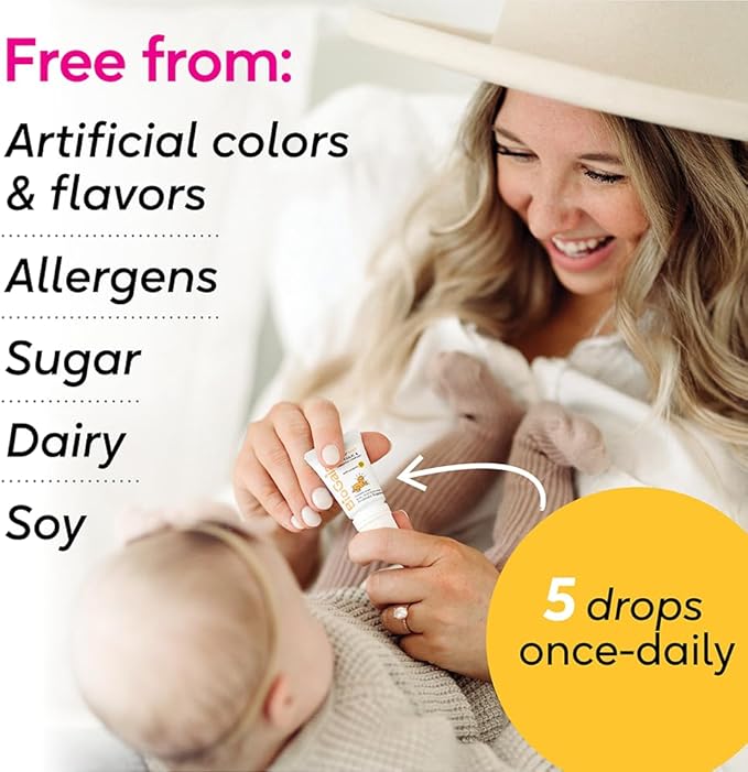 BioGaia Baby Probiotic Drops - Colic & Gas Relief + Vitamin D, 50-Day Supply
