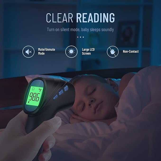 Forehead Thermometer for Adults and Kids, Digital Infrared Thermometer with Fever Alarm