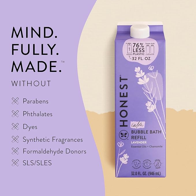 The Honest Company Foaming Bubble Bath Refill Carton | Gentle for Baby 32 fl