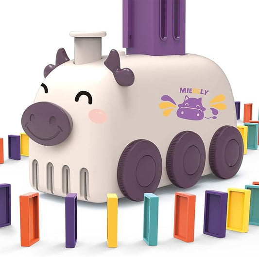 Electric Domino Train Set 80 PCS,Train Building Stacking Block Toys