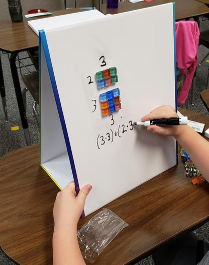 Tabletop Magnetic Easel & Whiteboard (2 Sides) Includes: 4 Dry Erase Markers. Drawing Art White Board Educational Kids Toy