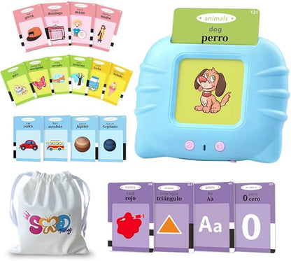Spanish Flash Cards for Kids,Bilingual Flash Cards for Toddler/Beginning - ABC,Numbers,Colors,Shapes,Español/English Talking for Preschool,Kindergarten,Ages 2+