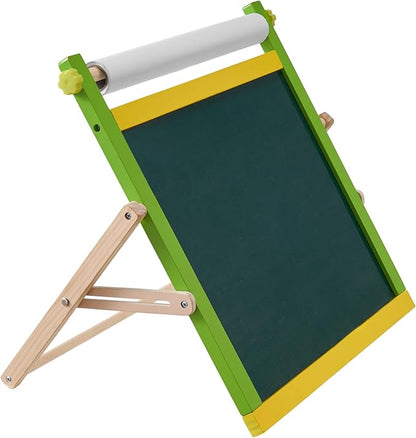 VEVOR Tabletop Art Easel for Kids, 3-in-1 Wooden Double-Sided Kid's Art Easel with Magnetic Whiteboard, Chalkboard, Paper Roll, Foldable Portable Drawing Board with Painting Accessories for Boys Girls