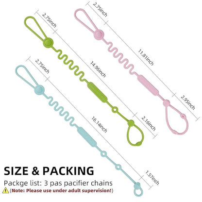 Chuya Toy Straps for Baby 3 Pcs,Silicone Baby Pacifier Holder