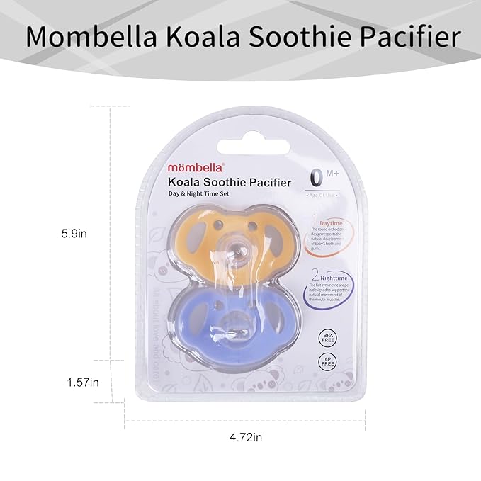 Mombella Koala Pacifiers 0-3 Months, Silicone Baby Pacifier for Breastfed Babies