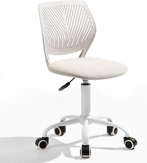 Homy Casa Armless Home Office Desk Chair, Colorful Task Chair with Soft Mesh Padded Cushion, Height Adjustable Swivel Study Computer Chair for for Girls Boys Teens (Beige, 1PC)