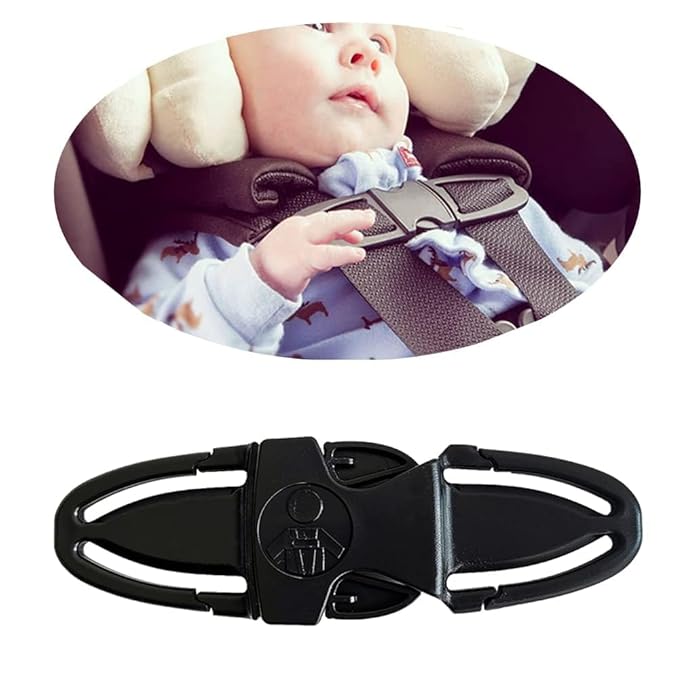 Universal Child Car Seat Chest Harness Clip Universal Safer Belt Clip Buckle Lock Stroller Chest Clip Adjustable Guard for Baby and Kids (Chest Clip and Pad Set-Black2)