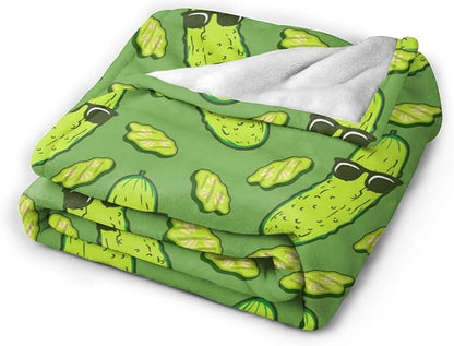 Pickle Blanket for Women Men, Cute Pickle Themed Design Printed Throw Blankets for Teens Adults Lap, Couch Bed, Warm Soft Cozy Blanket, 60"x 80"