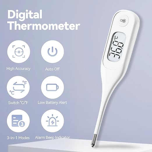 Berrcom Digital Thermometer for Adults and Kids, Medical Thermometer 10 Second
