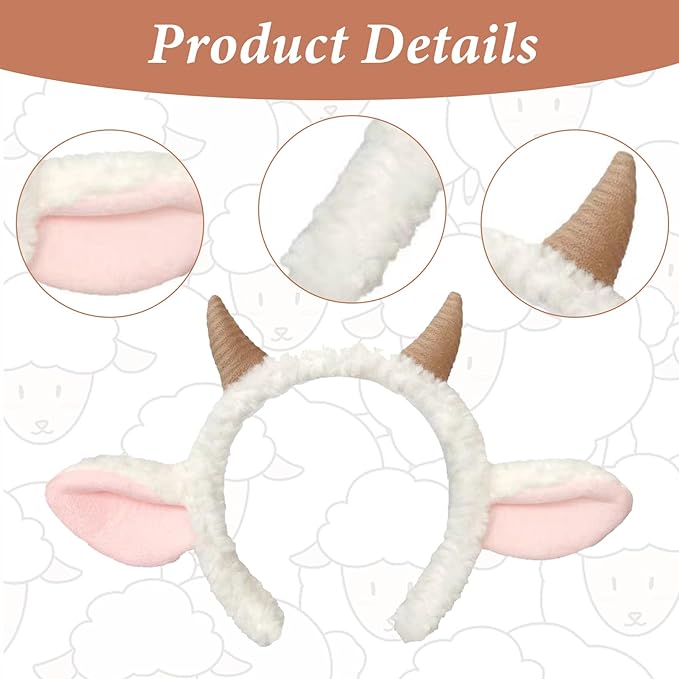 Sheep Ears Headband Adult - 1Pcs Plush Lamb Ears Costume