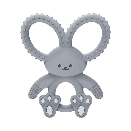 Dr. Brown's Flexees Gray Bunny, Soft 100% Silicone Baby Teether 3m+