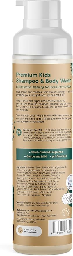Hello Bello Creamy Coconut Tear-Free Shampoo & Body Wash - 10 oz + Conditioner