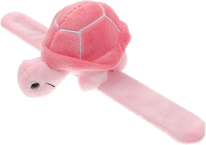 Toddmomy Turtle Slap Bracelet Animals Slap Bracelet Plush Slap Wristband Stuffed Animal Hugger Bracelet Stuffed Animals Band for Kids Birthday Party Favors (Pink)